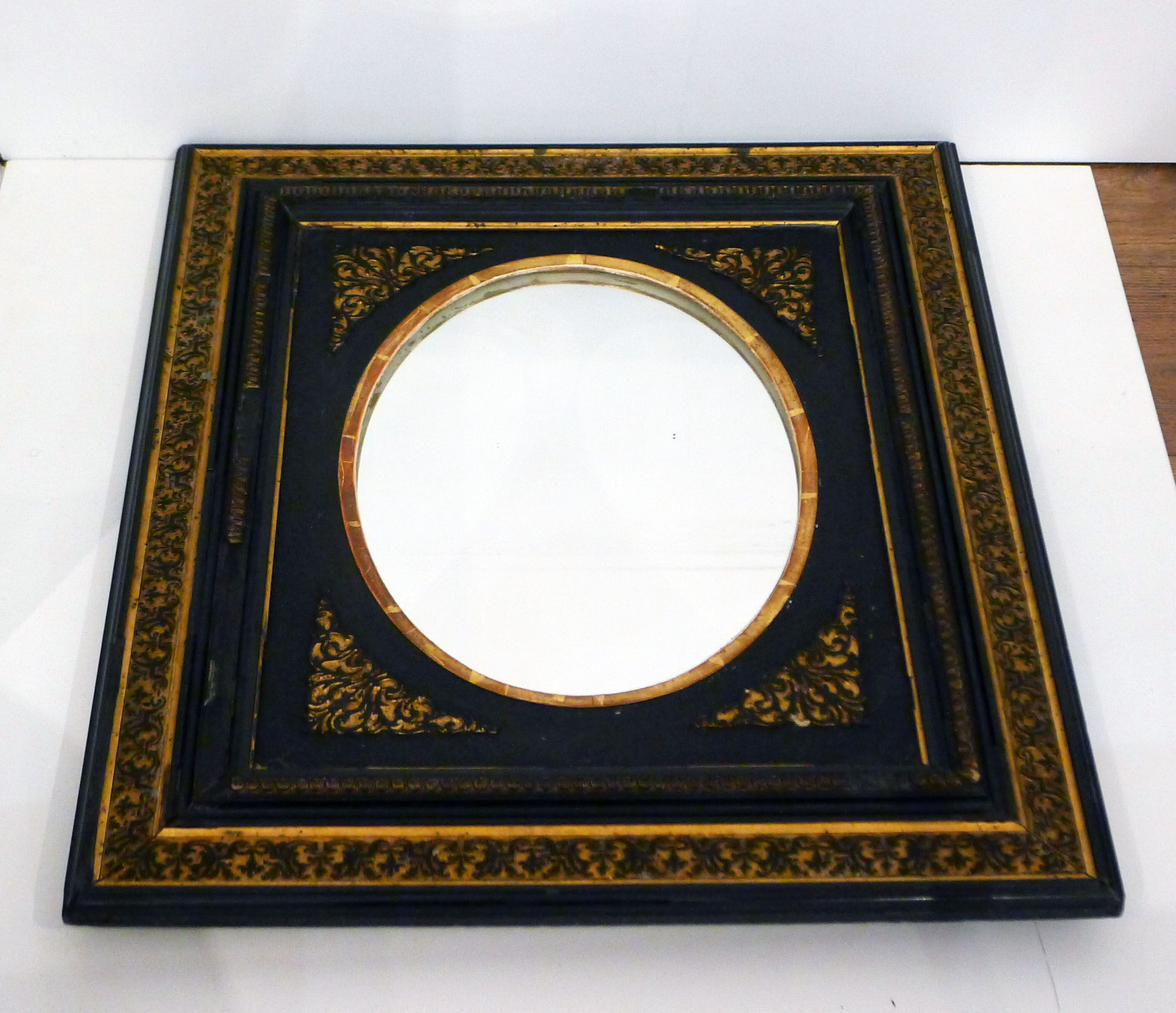 Napoleon III black oval mirror - 69x59cm
