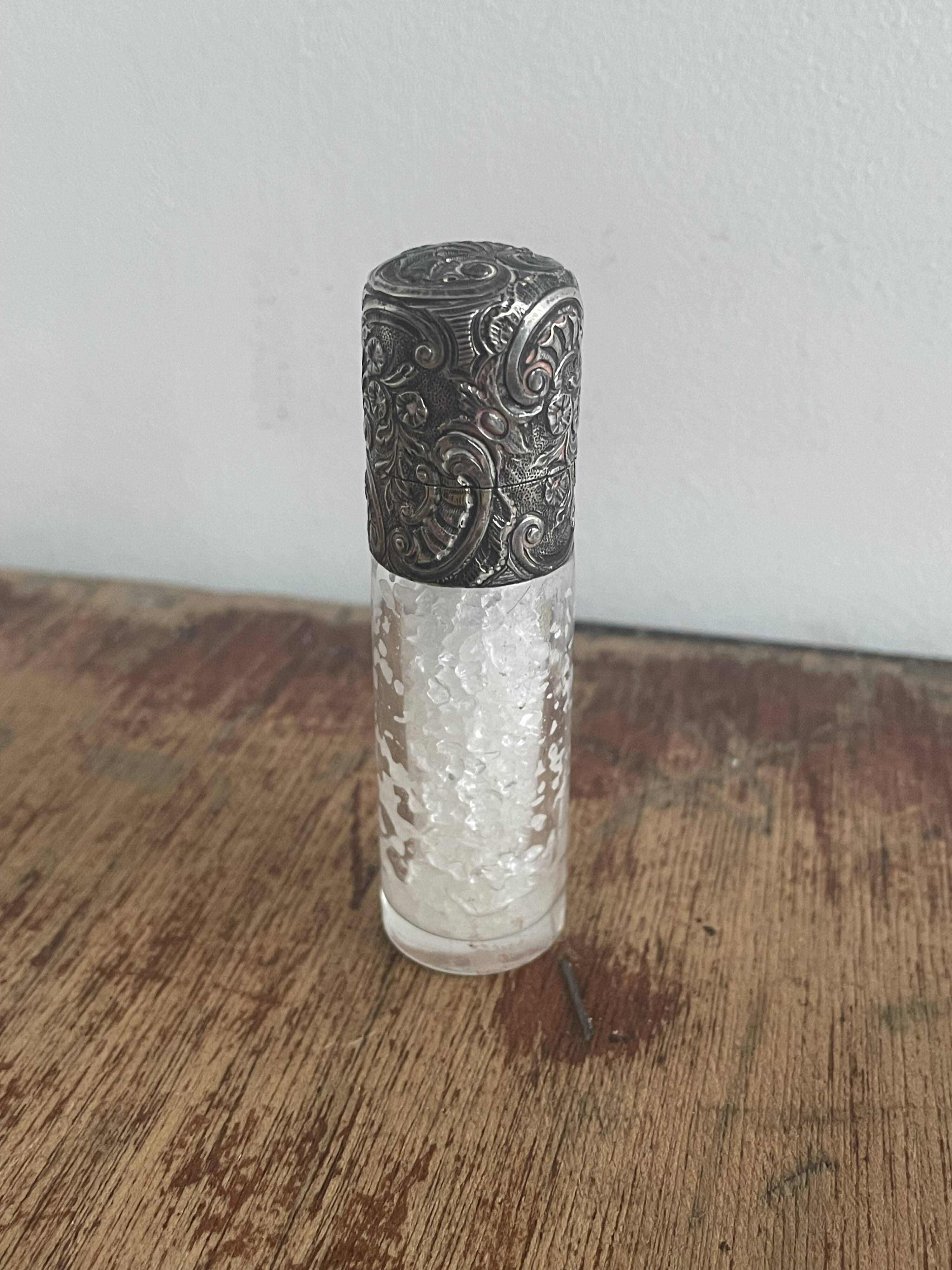 Salt bottle, cut glass, silver metal, Napoleon III, 19th century, object of curiosity, decor