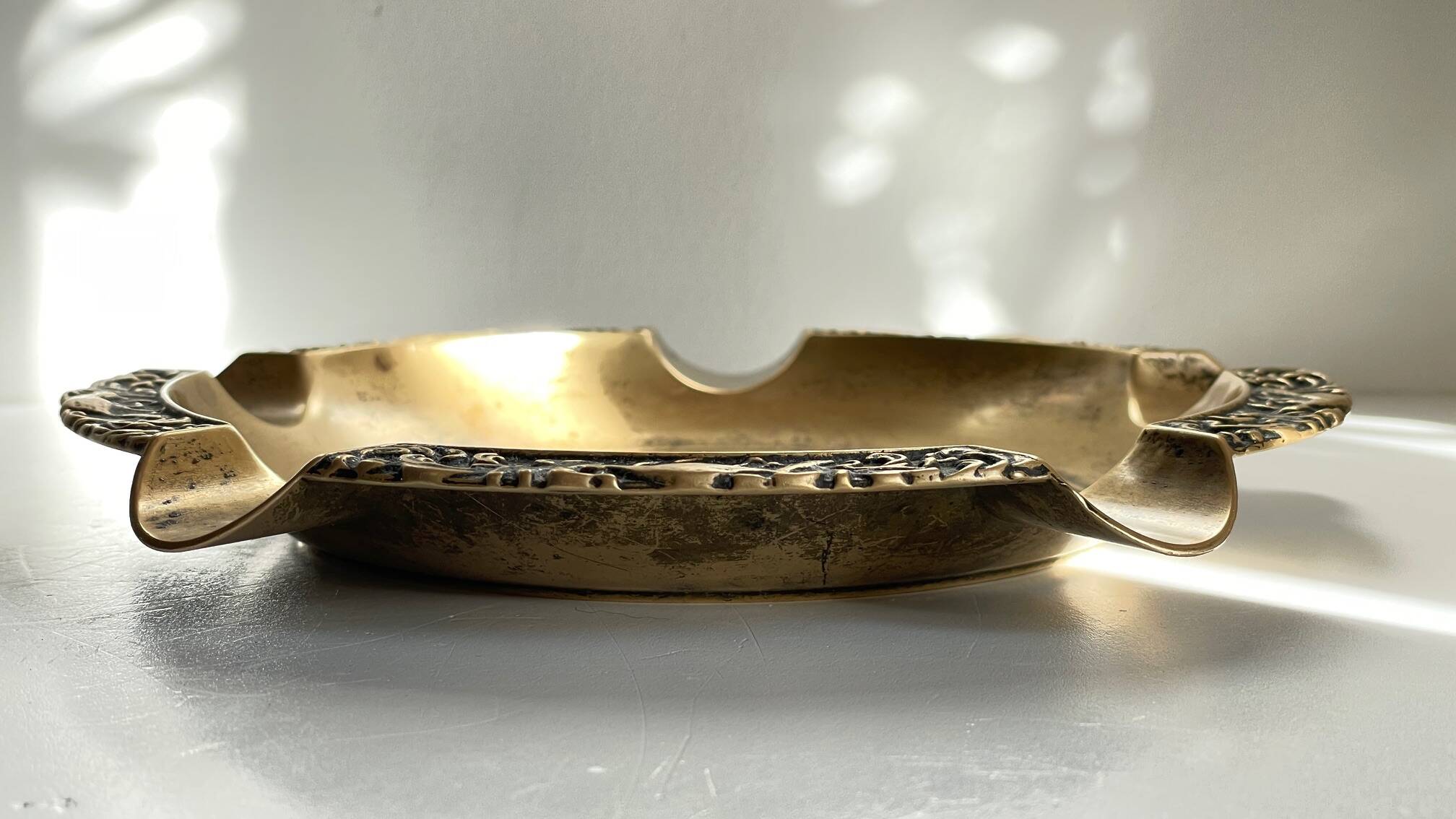 Large Vintage Solid Brass Ashtray