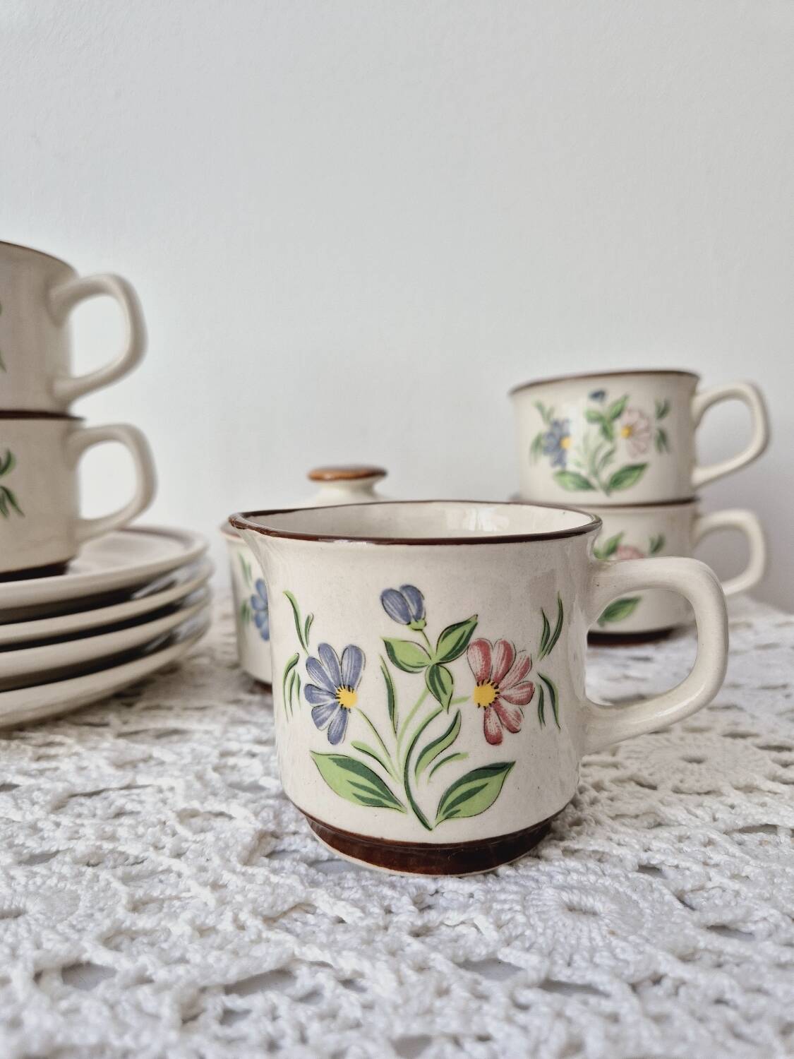 Vintage Flower Pattern Stoneware Tea/Coffee Set