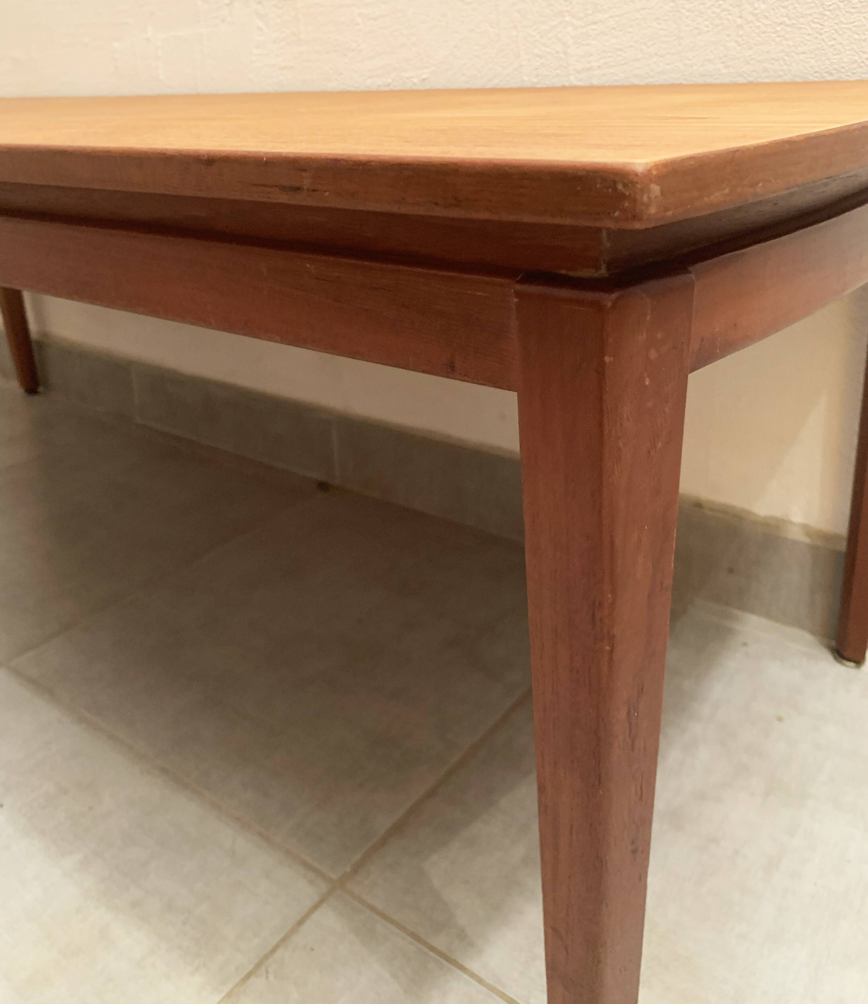 Large Scandinavian teak coffee table from the 60s