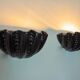 Pair of shell wall lights, black ceramic, Italy, 1970