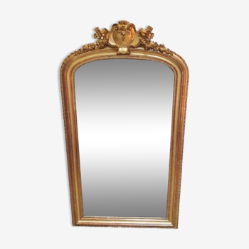 Miroir doré à fronton XIXème