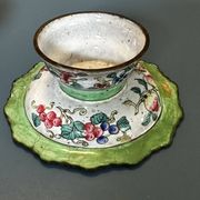 Pair of footed bowls in Canton enamel – China – floral decoration – F