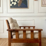 Pair of pine armchairs, 1980s, Sweden