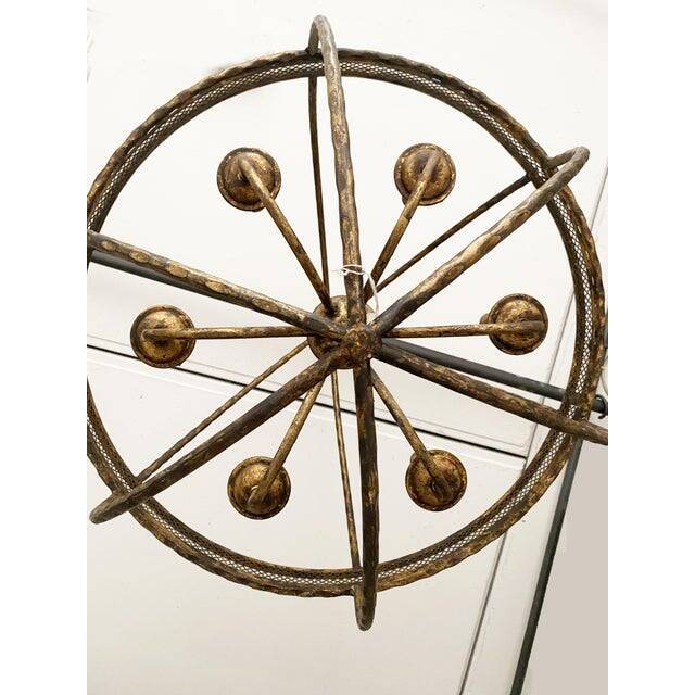 Contemporary Gold-Leaf and Clay Sphere Chandelier