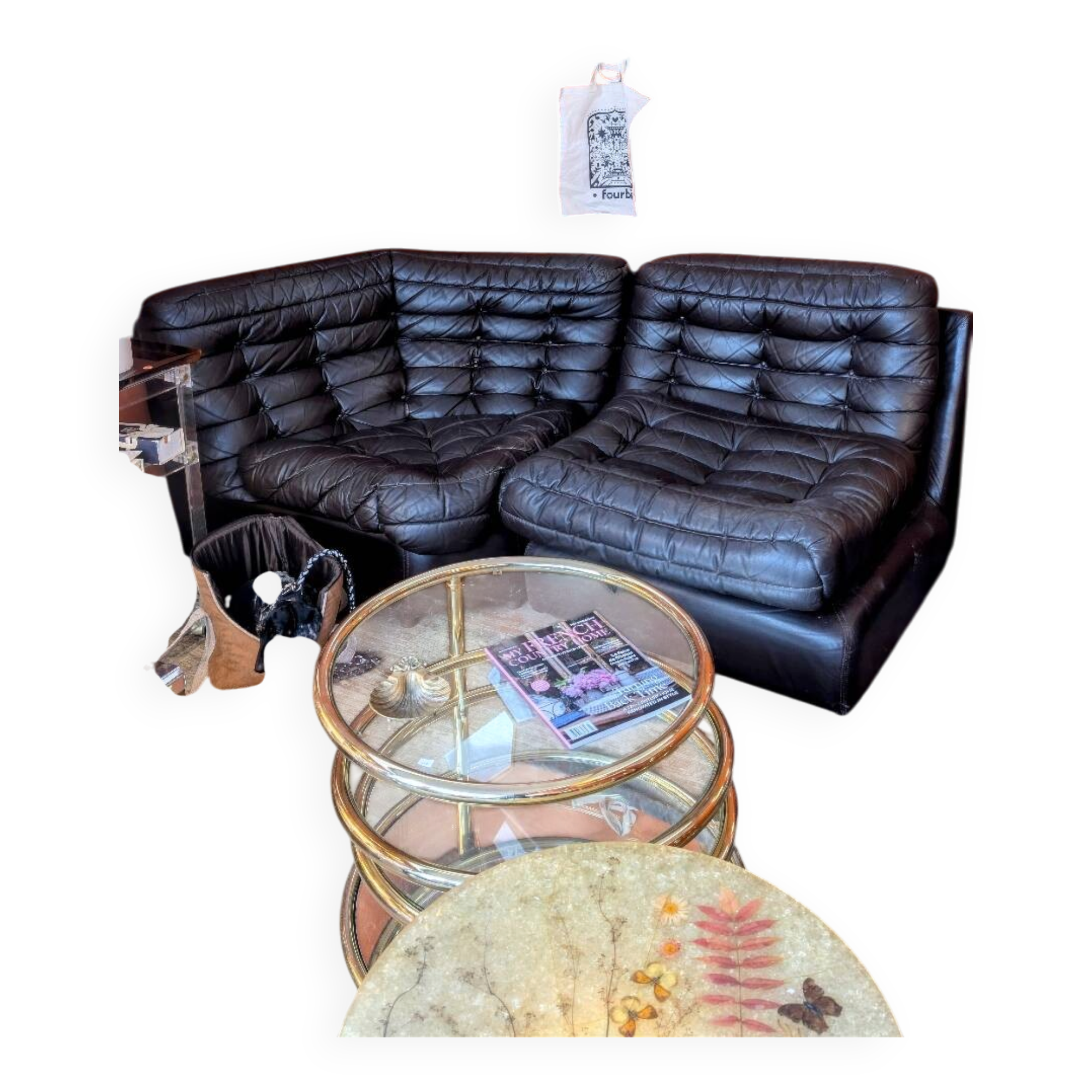 Pair of leather Gamba armchairs from the 1970s.