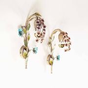 Paire d'appliques italiennes vintage peintes en tôle