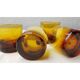 4 whiskey glasses in amber glass