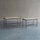 Set of 2 minimalist metal side tables with plaster-fiber tops