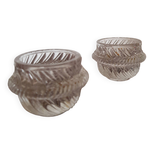Lot de 2 coquetiers en verre taillé