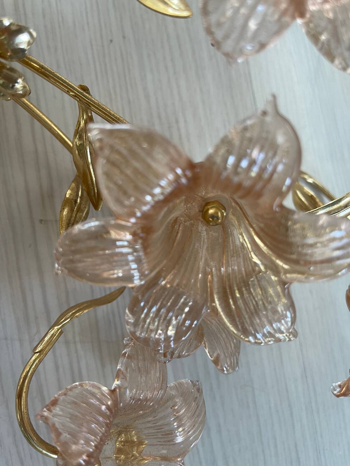 Large Single Pink Murano Flower Sconce 1980’s