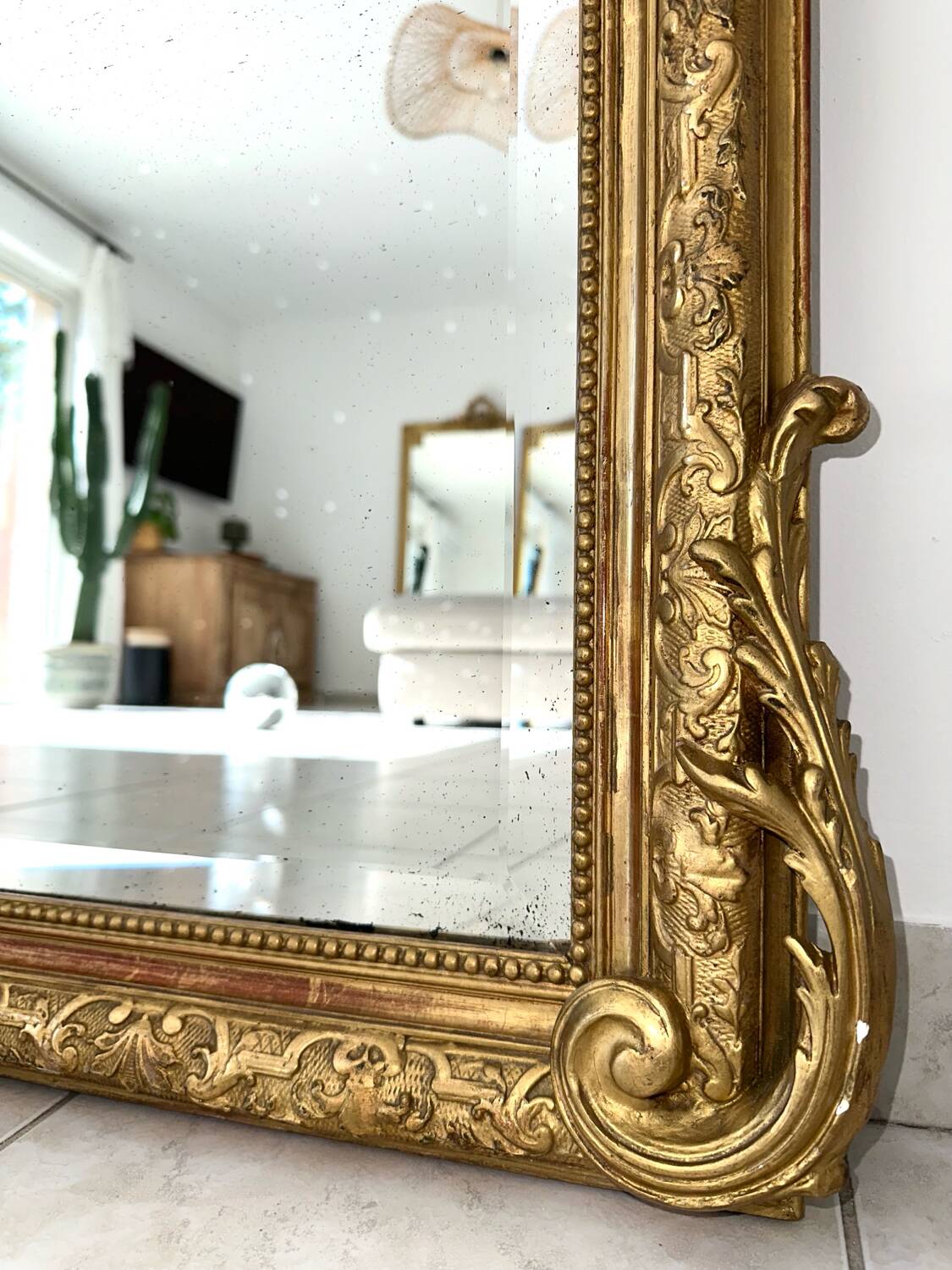 Miroir ancien à fronton XIXème