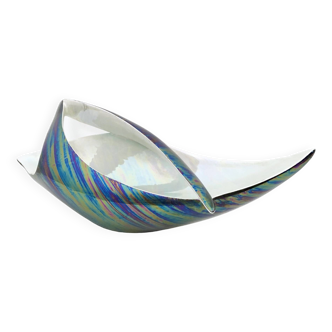Vintage White and Iridescent Ceramic Bowl or Centerpiece N 6768 by Lusso, Italy
