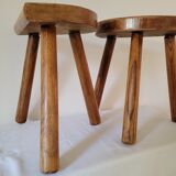 Pair of half-moon tripod stools