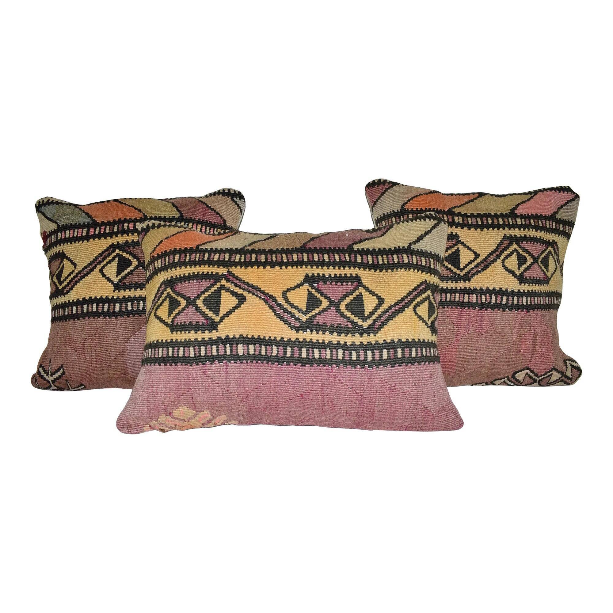 Set of 2 vintage kilim cushion covers 41x41 cm