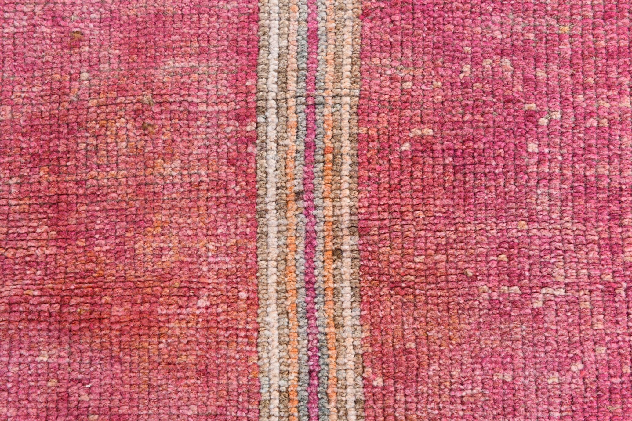 Super Soft Pink Turkish Vintage Runner Rug, 95x337Cm