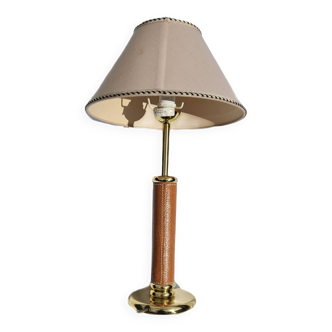 Lancel paris desk lamp fawn granite leather and brass