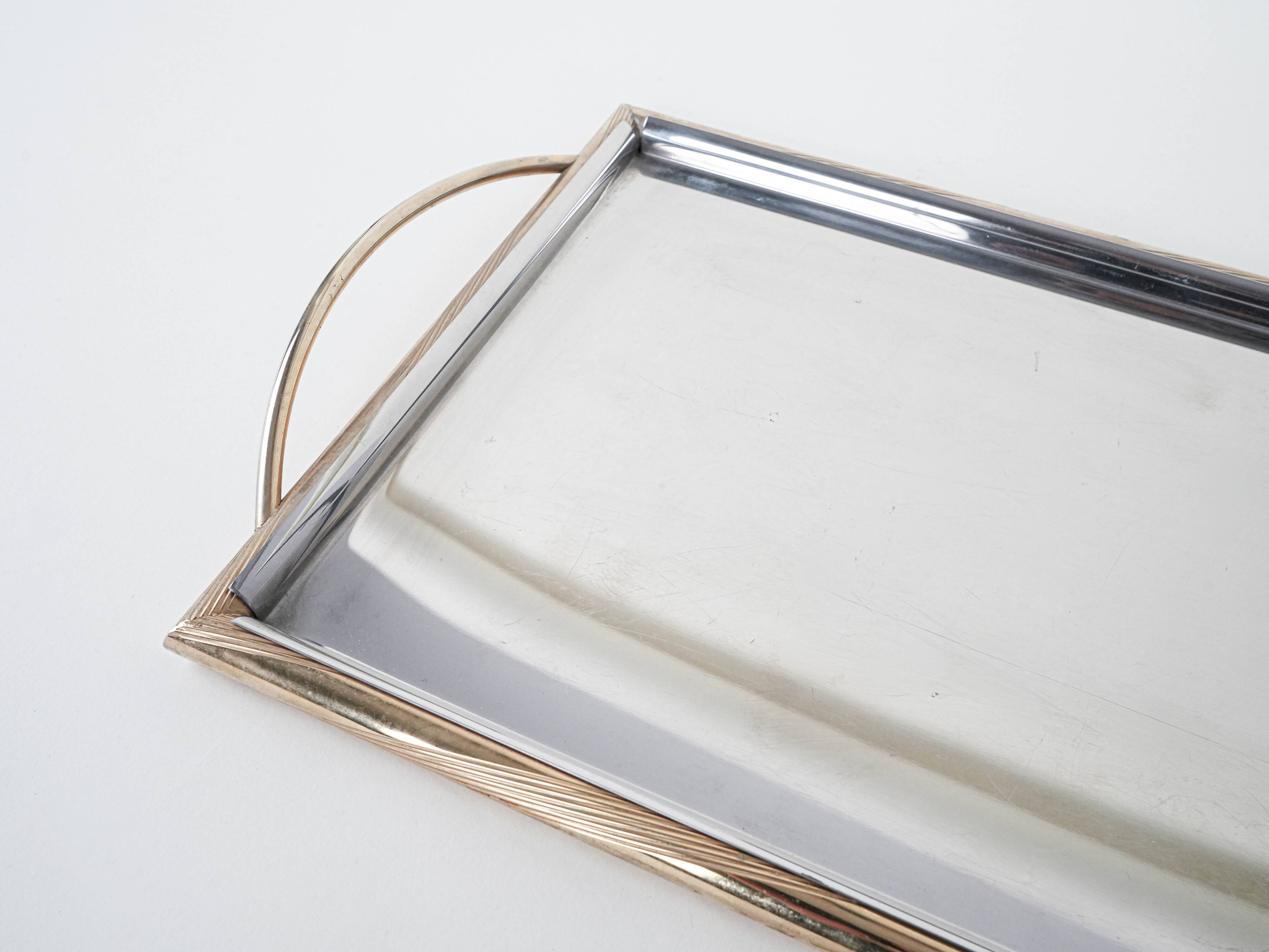 Stainless steel tray, german design, 1970s, manufactured by gottinghen