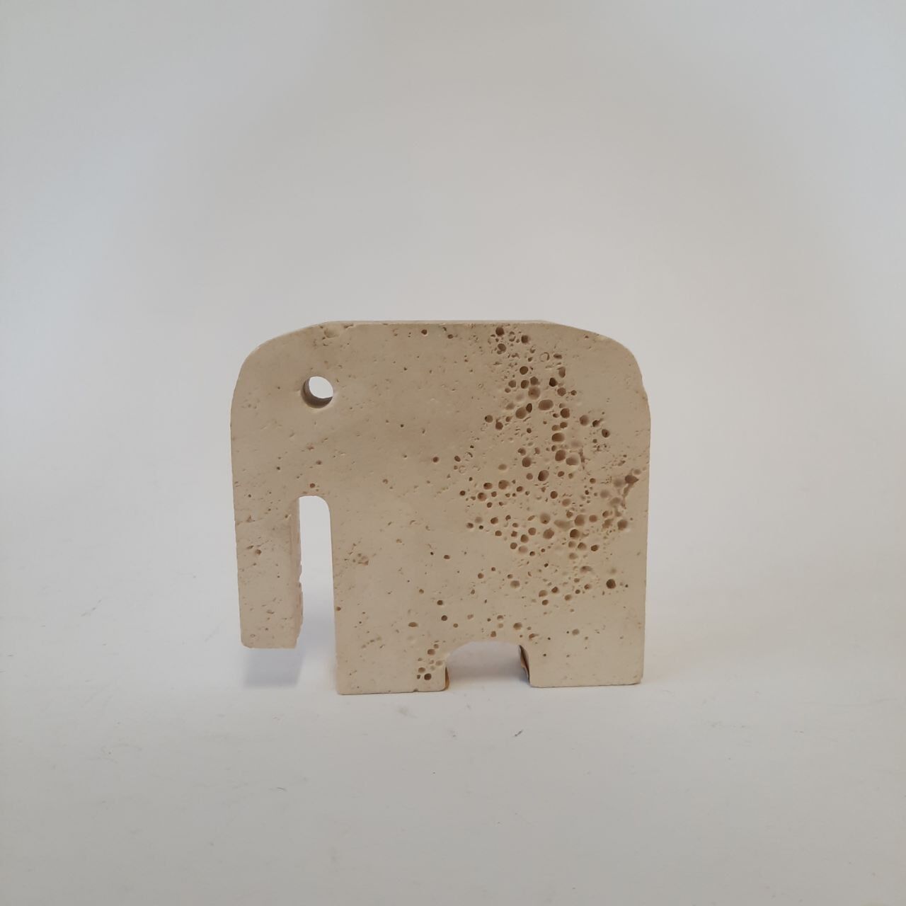 Three elephant statuettes travertine paperweight - Fratelli Mannelli made in Italy - vintage