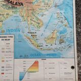 Ancienne carte MDI Asie agricole et physique vintage