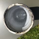 Artisan vase enamel beige brown abstract pattern