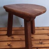 Tabouret tripode chêne massif - brutaliste