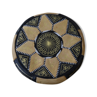 Moroccan leather pouf