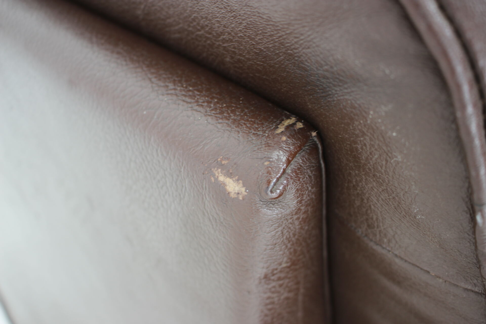 Fauteuil en cuir brun danois des années 1970, Danemark