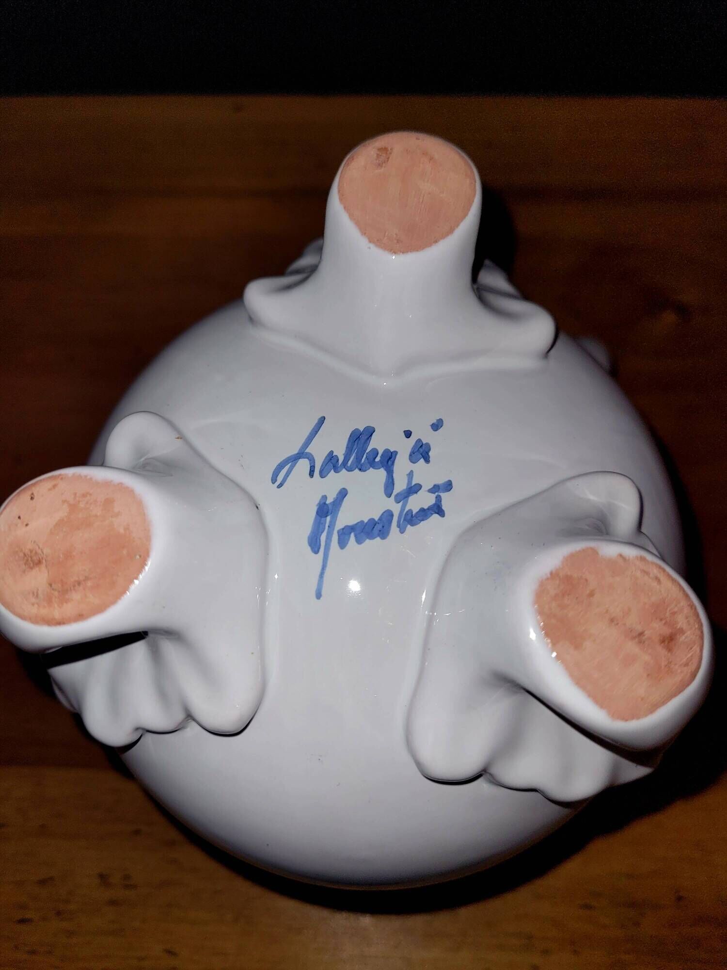 Chocolate pouring pot in white glazed terracotta Lallier Moustiers