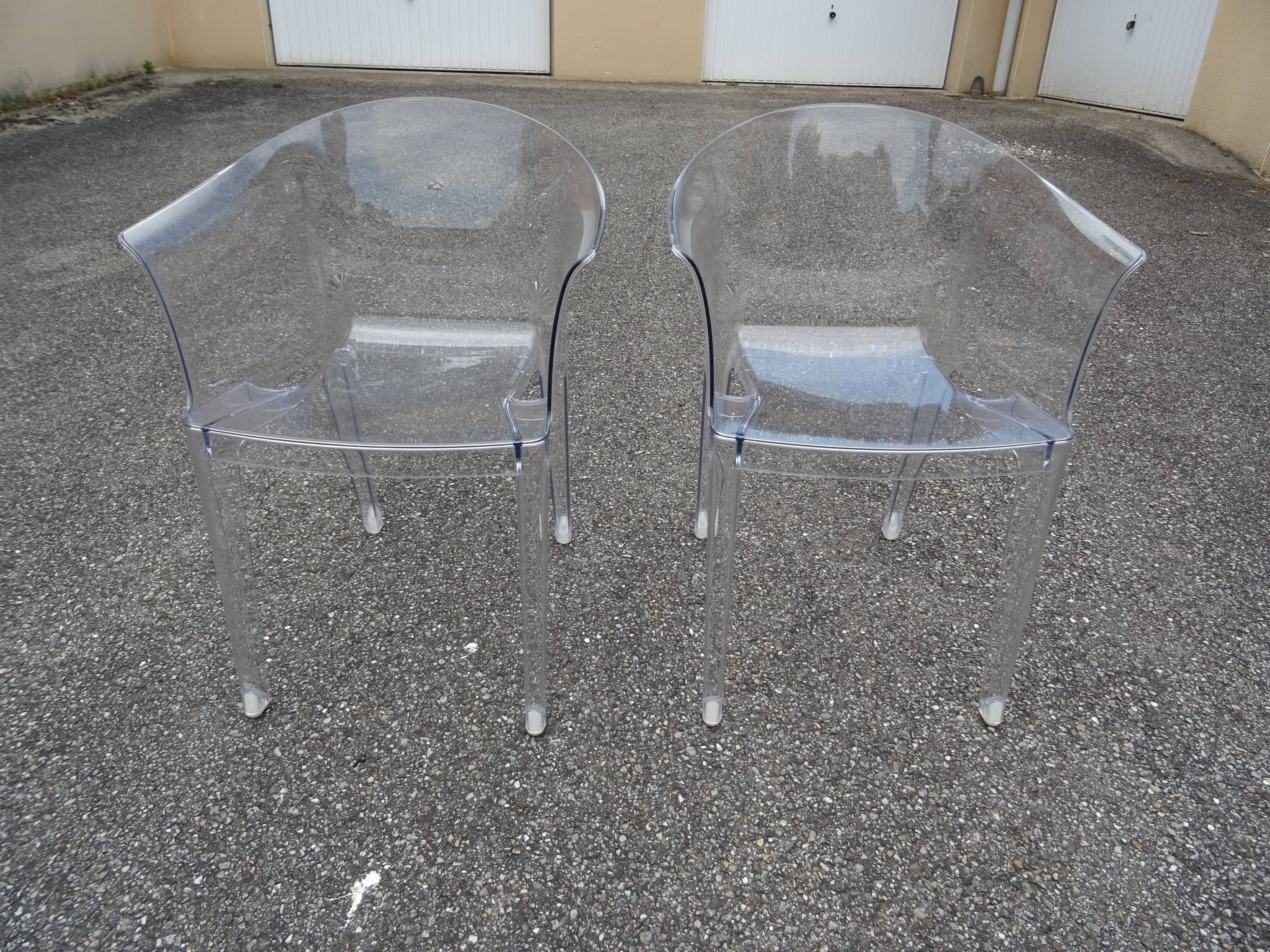 Pair of Tulipano armchairs in transparent plexiglass design Giovannoni