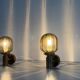 Pair of yellow glass and brass wall lights from the mid-century by N Leuchten, 1960s, Germany.