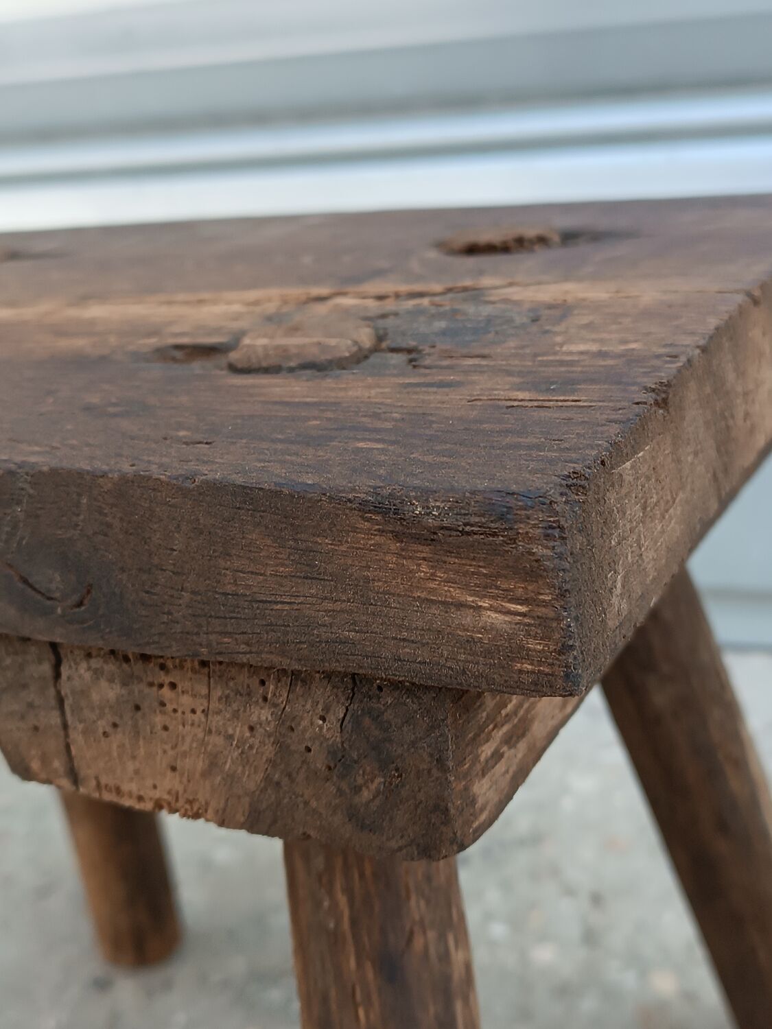 Solid oak milking stool