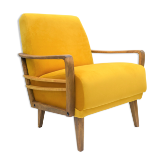 Yellow vintage armchair, Germany, 1960s, mustard velvet