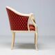 Trüggelmann - Swan neck armchair - Marble and gold base, poppy red damask