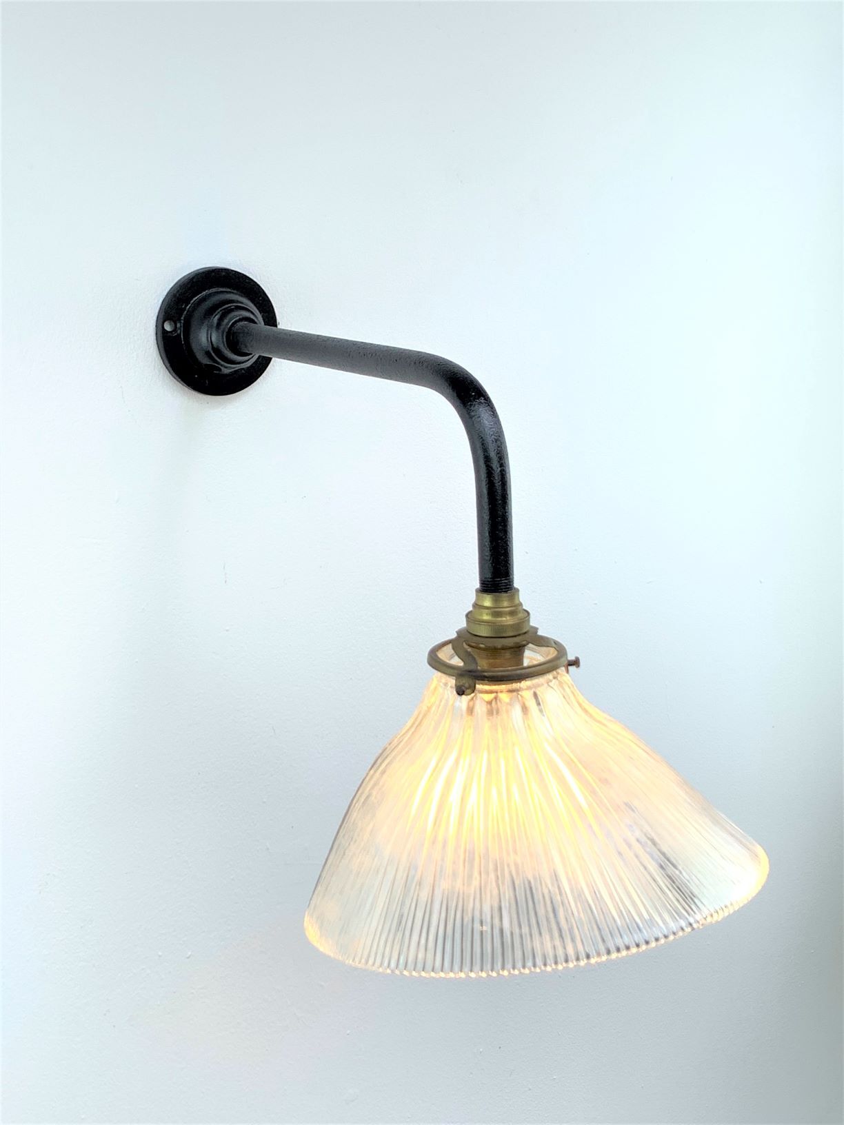 Applique col de cygne droit 1930 avec Holophane Verre