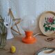 Retro orange table lamp and 70s glass globe