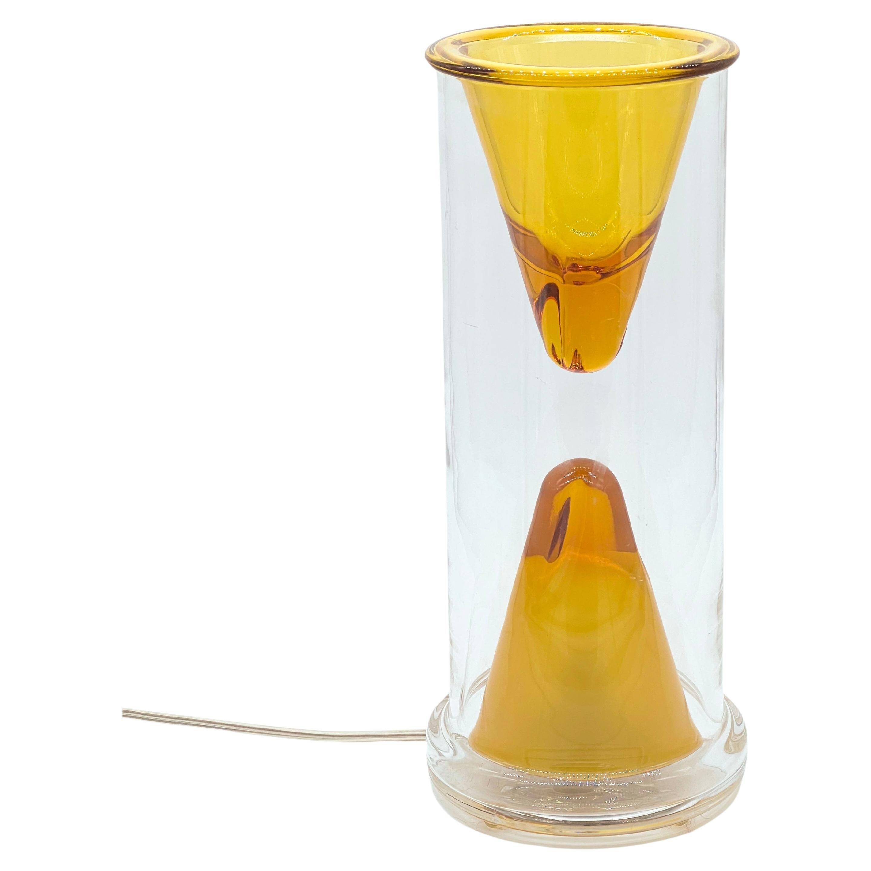Vintage Oluce Nerolia Table Lamp in Clear and Orange Glass, Italian Design