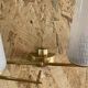 Pair of vintage double wall lights in brass with white ribbed glass tulips.