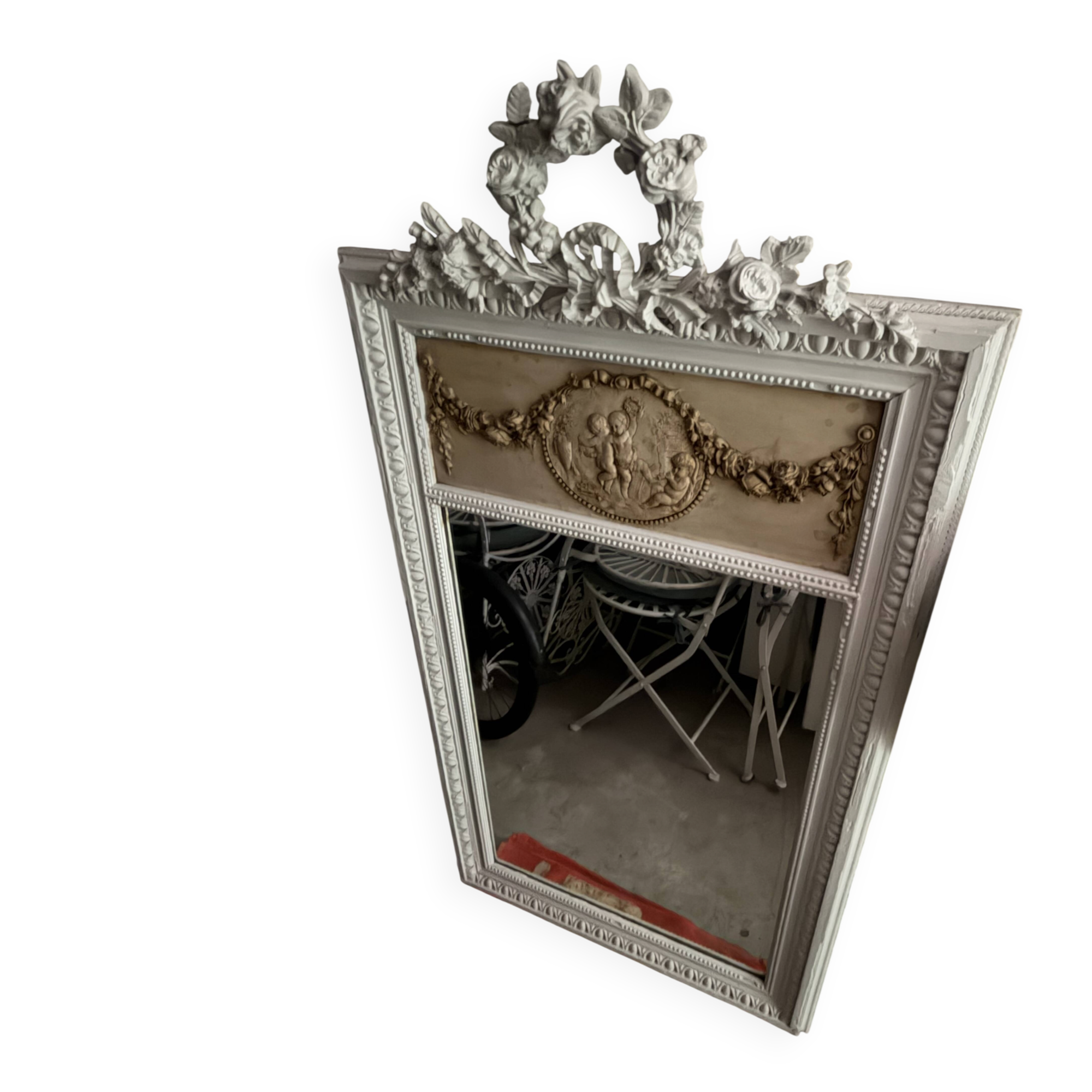 Miroir Trumeau Ancien Style Louis XVI — Format 105 cm