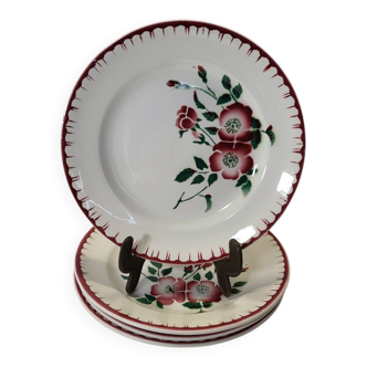 4 Sarreguemines and Épernay vintage earthenware dessert plates