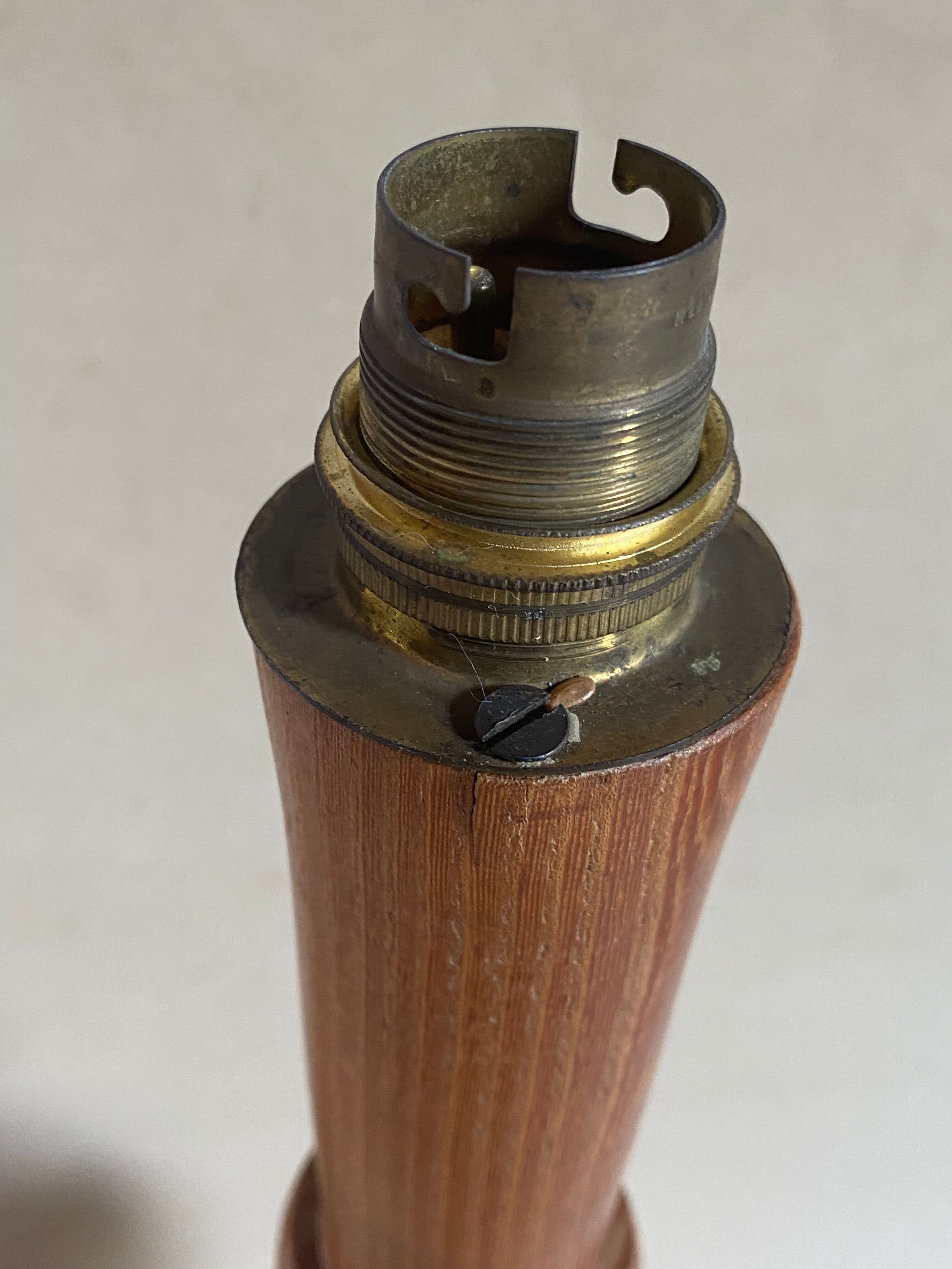 Wooden lamp foot turned vintage 1970