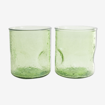 Two icy green glasses