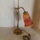 Orange glass paste tulip lamp, art nouveau swan neck, art deco