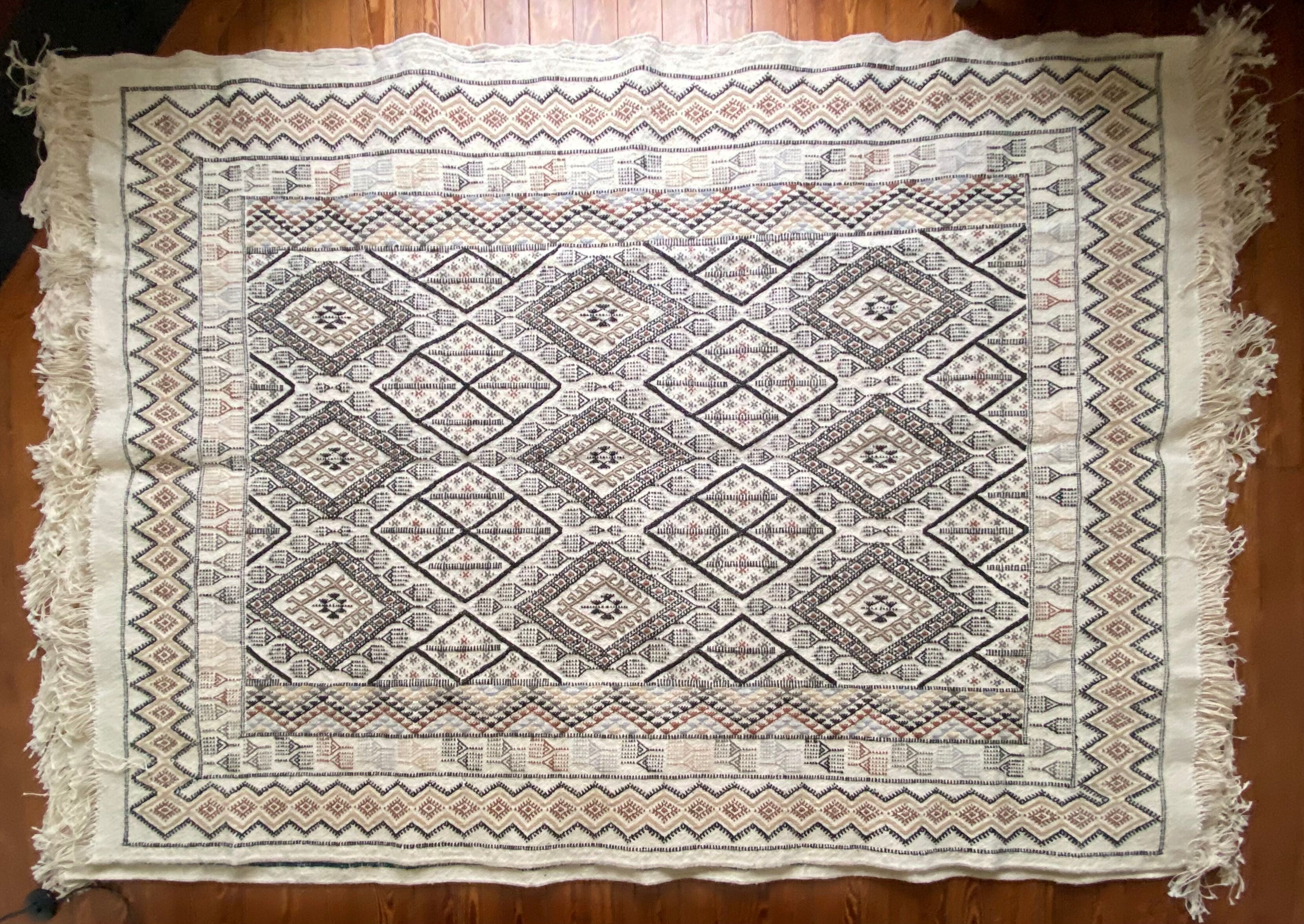 Authentic beige and brown margoum carpet