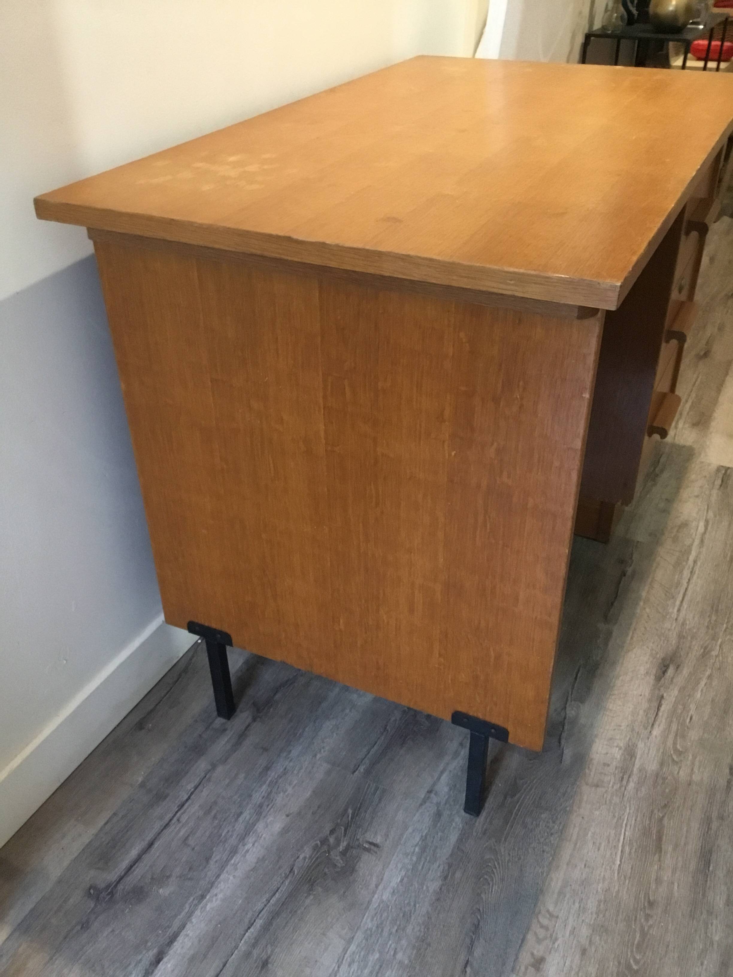 wood and metal desk from the 1960s in modernist style