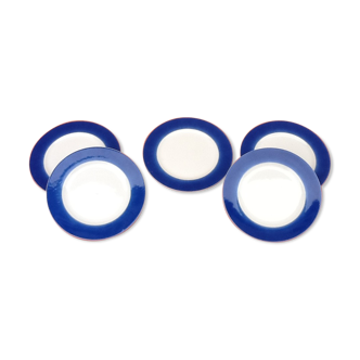 Suite of 5 dessert plates Porcelain Tognana Italy White / Blue