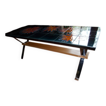 Coffee table with ceramic top signed