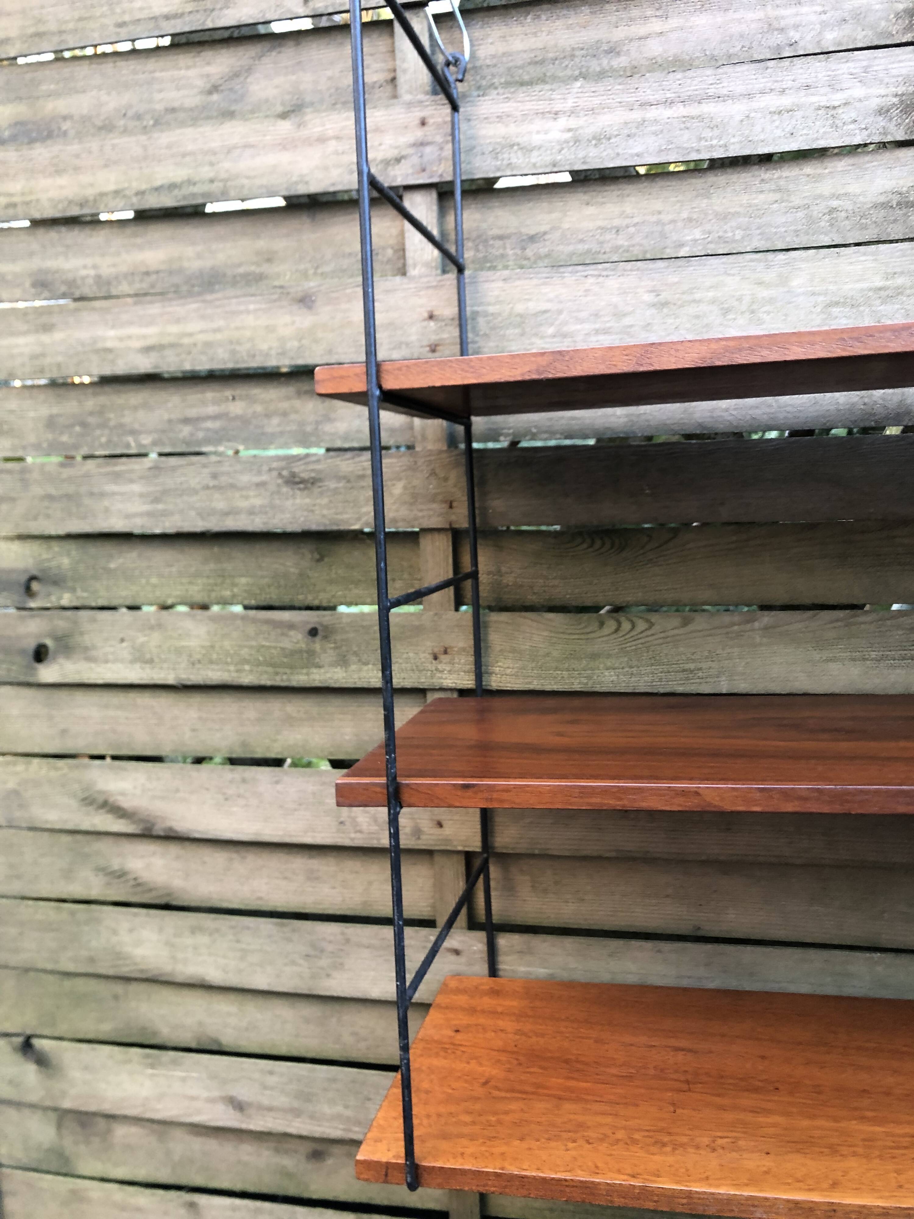 String shelf wood and metal 60s Sweden