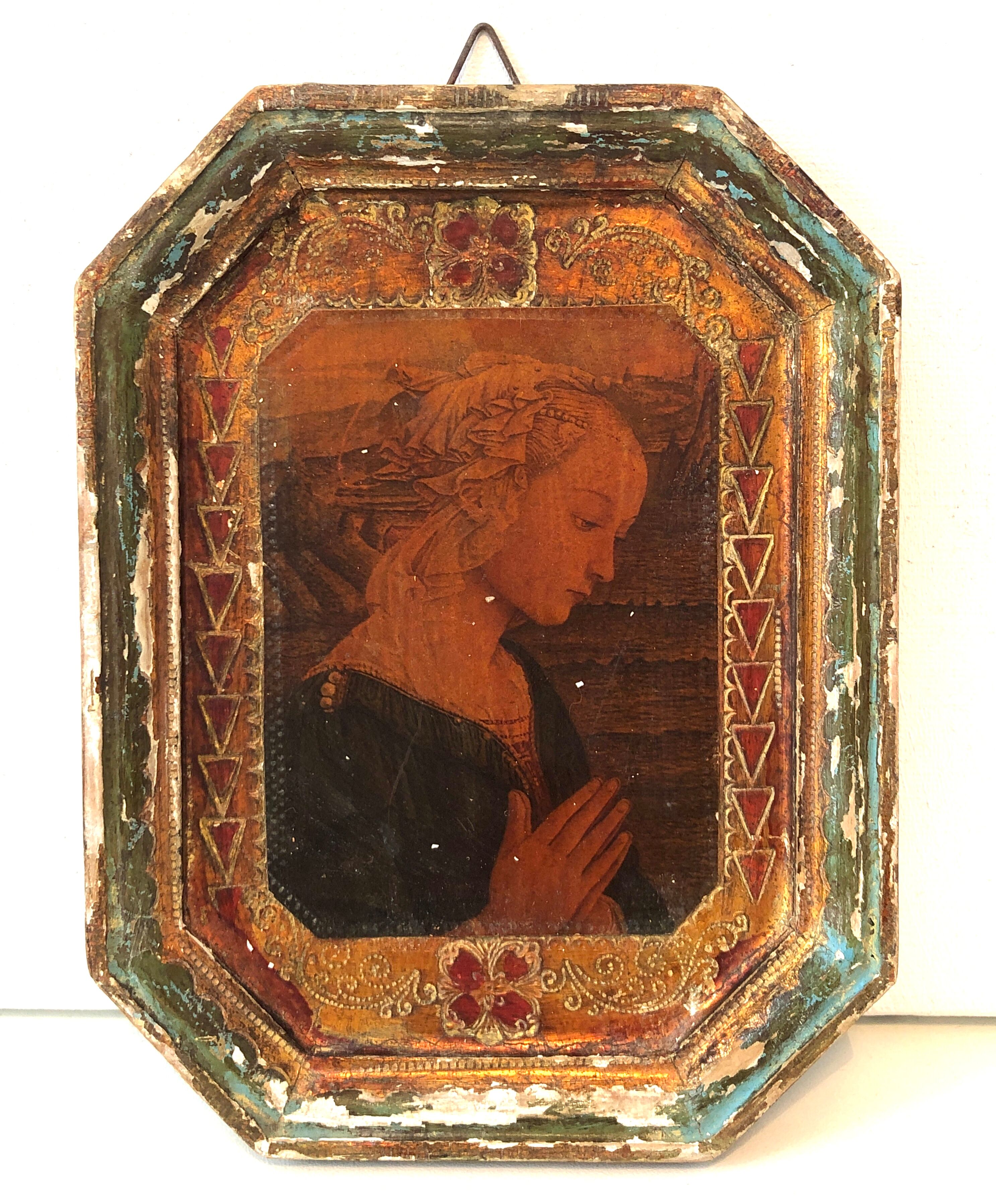 Old Italian Octagonal Wood Frame